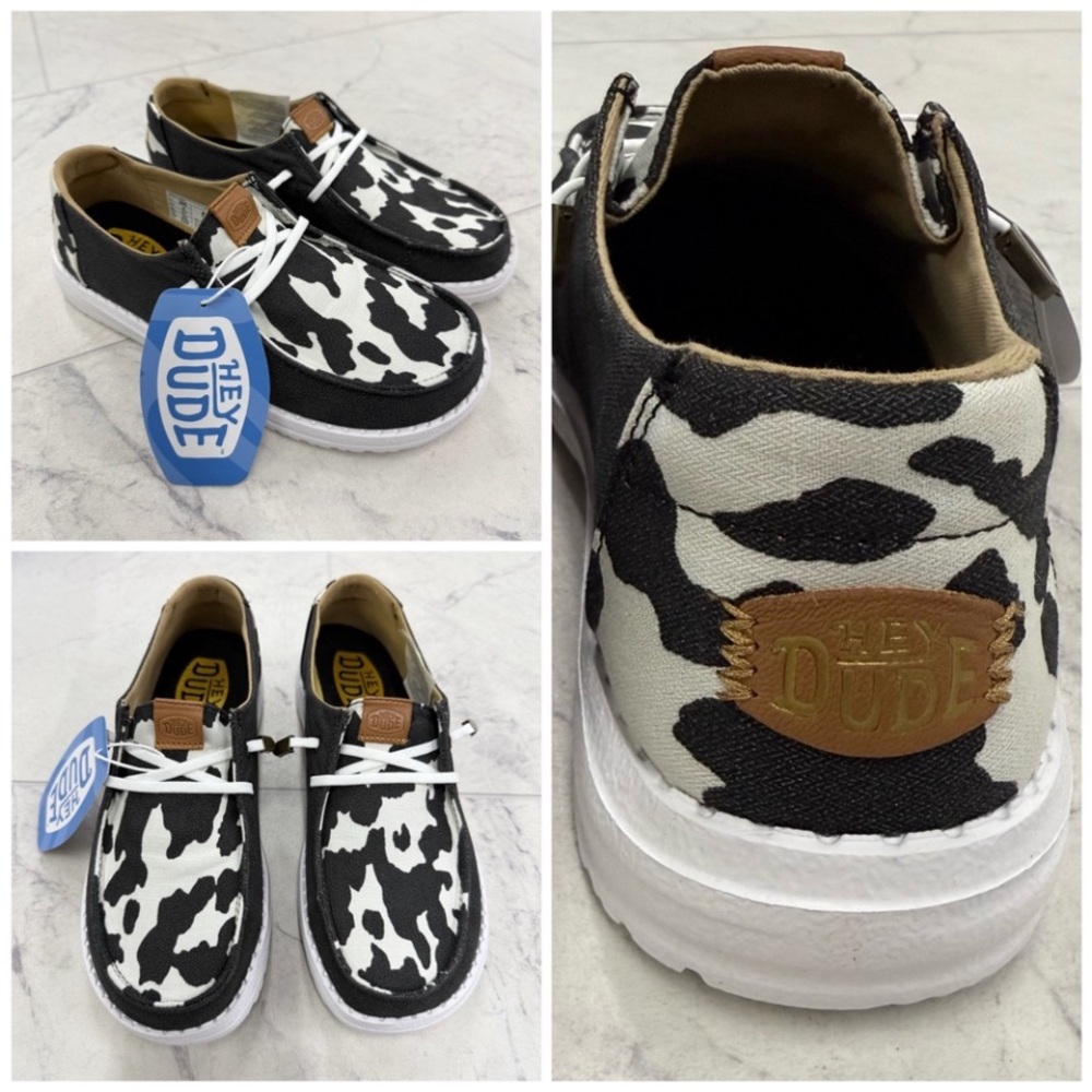 🖤🐄🐮Hey Dude Wendy Black and White Shoes